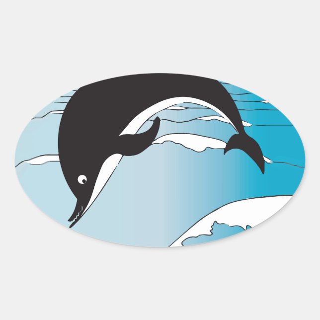 Adesivo Oval Natação com golfinhos (Frente)