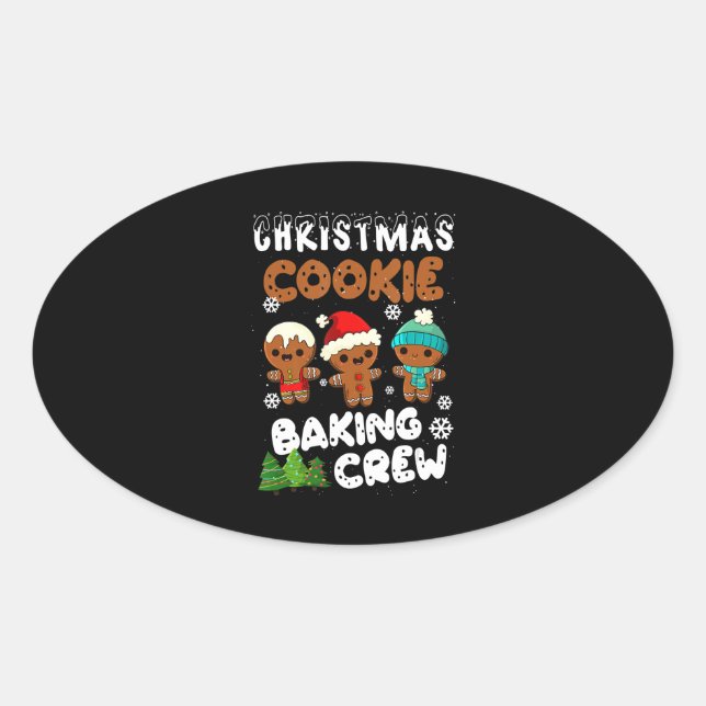 Adesivo Oval Natal Cookie Baking Crew Natal Engraçado Presente (Frente)