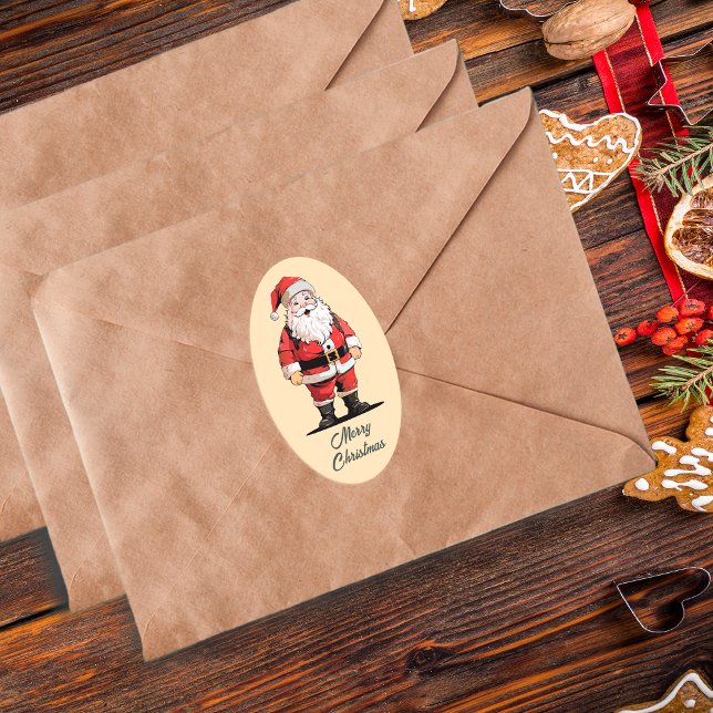 Adesivo Oval Natal dos Papais noeis Retrorísticos (Criador carregado)