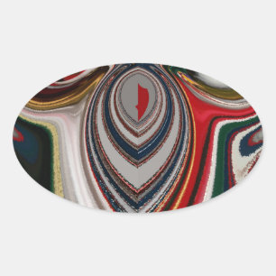Adesivo Oval Natal - Retro Vintage Texture Abstrato Art Impress