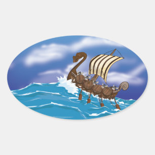 Adesivo Oval Navio Viking
