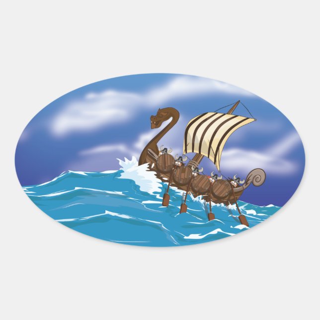 Adesivo Oval Navio Viking (Frente)