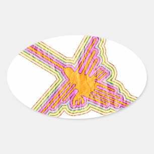 Adesivo Oval Nazca Lines Hummingbird com efeito de papel rugoso