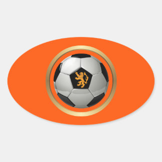 Adesivo Oval Neerlandês Soccer Ball, Leão Holandês Laranja