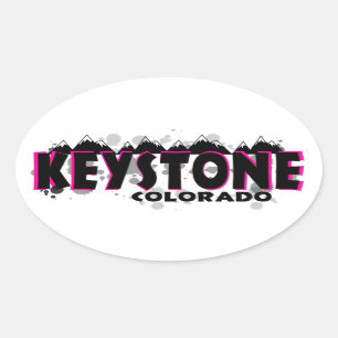 Adesivo Oval Neon pink grunge Keystone Colorado