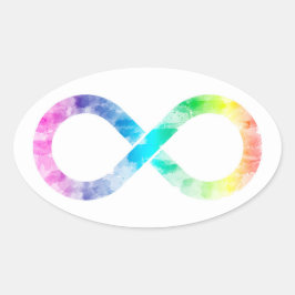 Adesivo Oval Neurodiversity Rainbow Watercolor Infinity Sticker