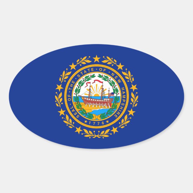 Adesivo Oval New Hampshire State Flag Design (Frente)