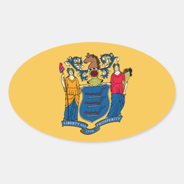 Adesivo Oval New Jersey Flag Sticker (Frente)