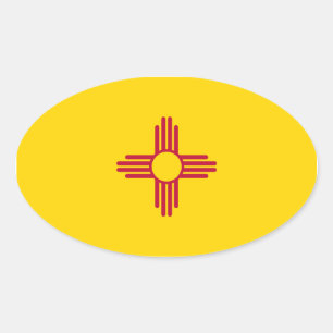 Adesivo Oval New mexico/bandeira mexicana do estado (Zia), os