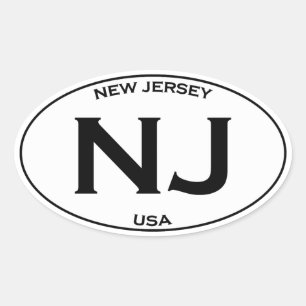 Adesivo Oval NJ - Logotipo do Oval de New-jersey EUA
