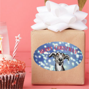 Adesivo Oval Noite estrelada de chicote, Feliz Natal