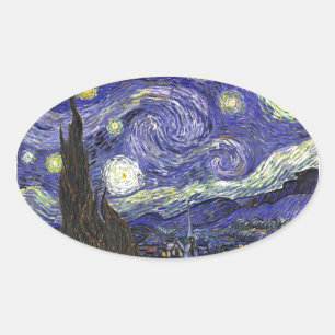 Adesivo Oval Noite Estrelada, Vincent Van Gogh.