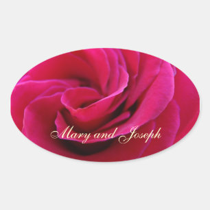 Adesivo Oval Nome da noiva e do noivo Envelop Seals Rosa