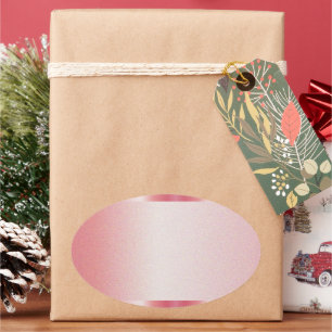 Adesivo Oval Nome de Texto Personalizado Logo Dourado Rosa Mode