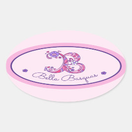 Adesivo Oval Nome personalizado do monograma com letra B ID ade