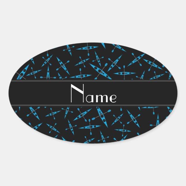 Adesivo Oval Nome personalizado kayaks preto (Frente)