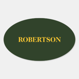 Adesivo Oval Nome personalizado minimalista verde 