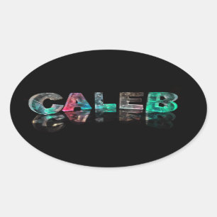 Adesivo Oval Nomes originais - Caleb nas luzes 3D