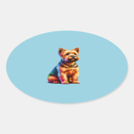 Adesivo Oval Norfolk Terrier Dog