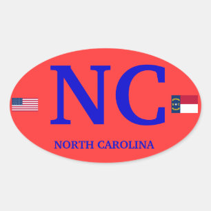 Adesivo Oval North Carolina * Oval europeu do estilo