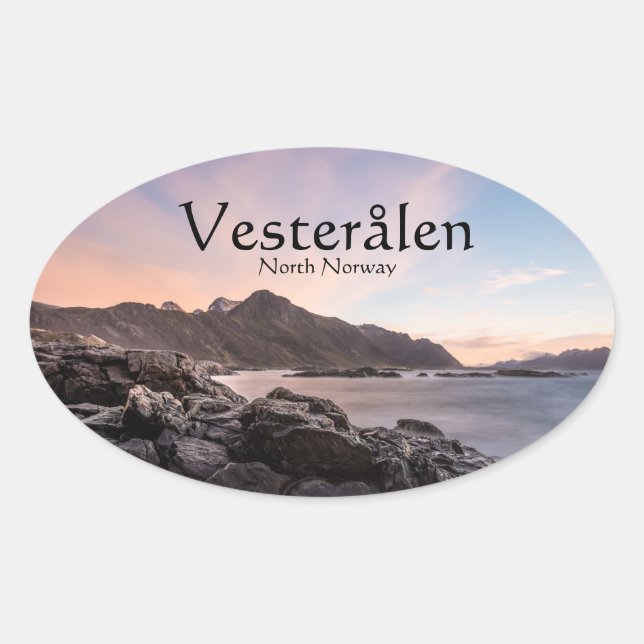 Adesivo Oval Noruega Vesteralen Seascape (Frente)