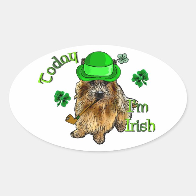 Adesivo Oval Norwich Terrier St Patricks (Frente)