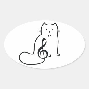ADESIVO OVAL NOTA CAT E MÚSICA
