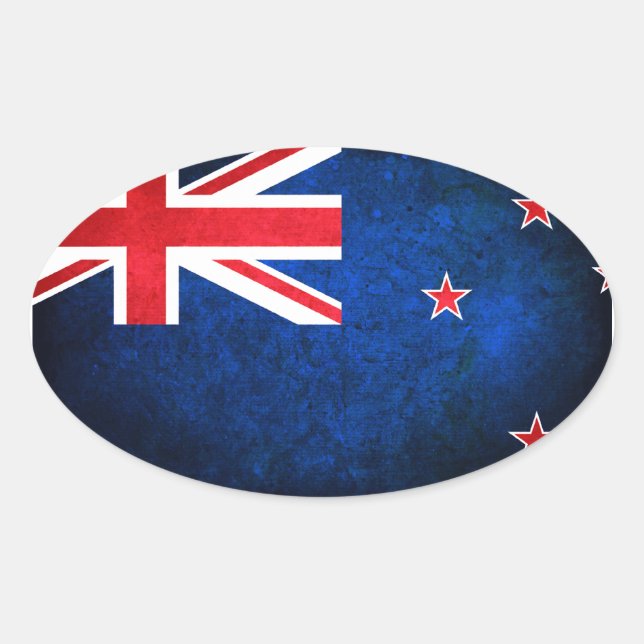 Adesivo Oval Nova Zelândia; Bandeira Kiwi (Frente)