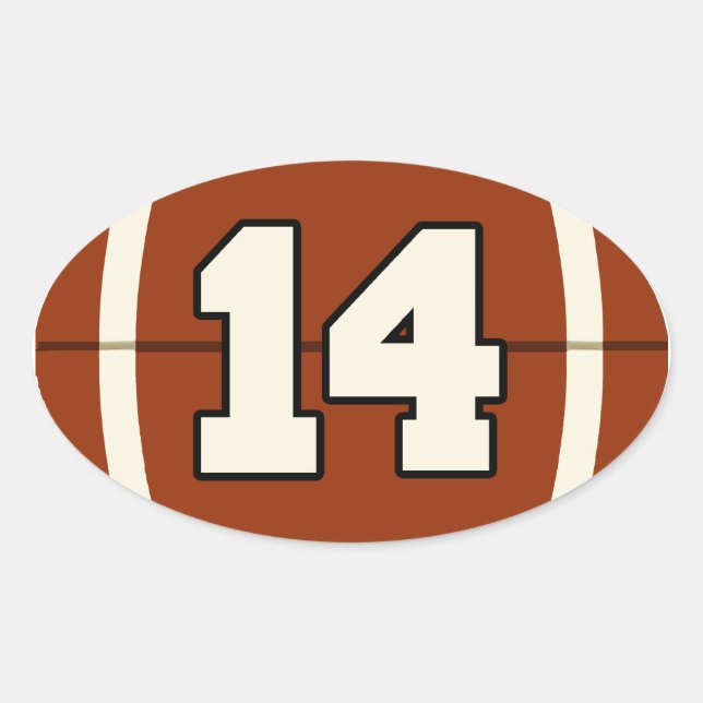 Adesivo Oval Número 14 do campeão de futebol. (Frente)