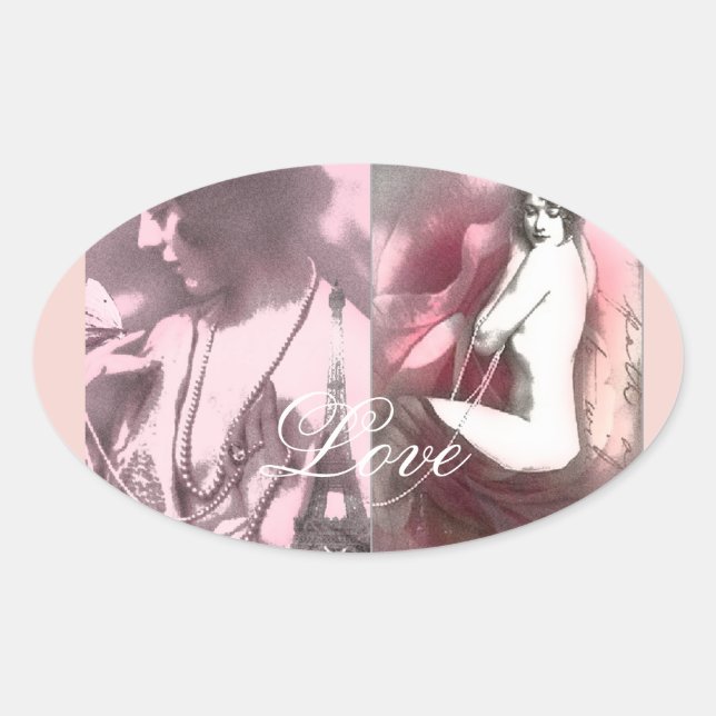 Adesivo Oval O amor é como um rosa selvagem (Frente)