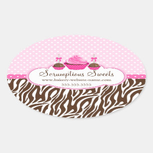 Adesivo Oval O bolo estala selos da caixa da padaria do cupcake