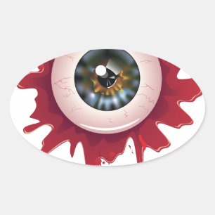 Adesivo Oval O Dia das Bruxas Eyeball3 sangrento