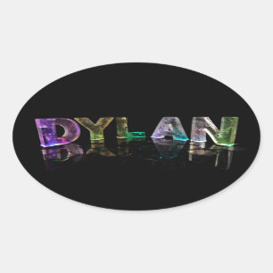 Adesivo Oval O Dylan conhecido em 3D ilumina-se (a fotografia)