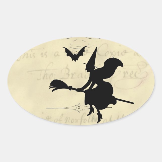 Adesivo Oval O Halloween da Bola das Bruxas (Frente)