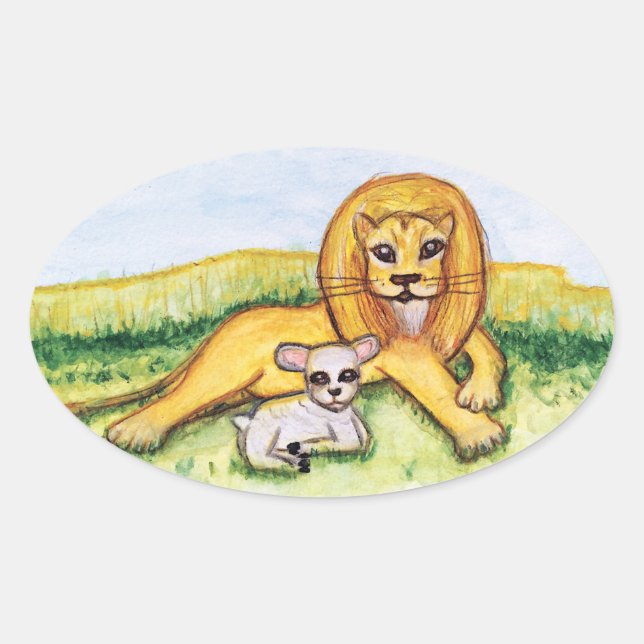 Adesivo Oval O Leão e a Lamb (Frente)