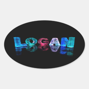 Adesivo Oval O Logan conhecido em 3D ilumina-se (a fotografia)
