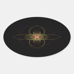 Adesivo Oval O medalhão vermelho pelo cozinheiro aka Linandara