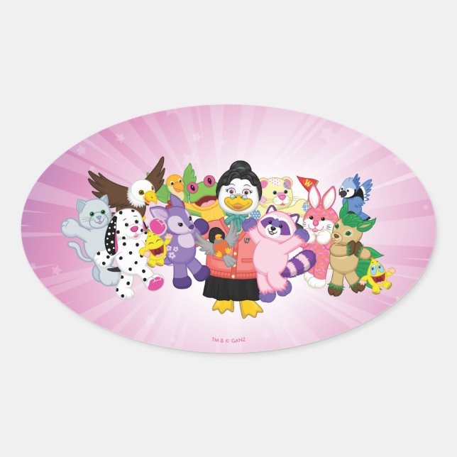 Adesivo Oval O mundo mágico de Webkinz (Frente)
