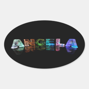 Adesivo Oval O nome Angela em Luzes