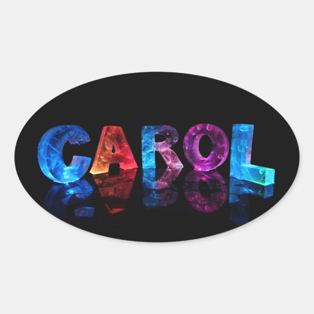 Adesivo Oval O nome Carol em luzes 3D (Frente)
