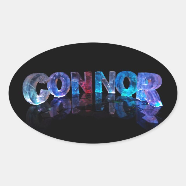 Adesivo Oval O nome Connor em Luzes 3D (Frente)