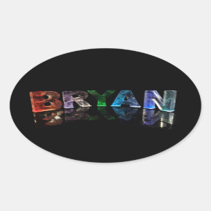 Adesivo Oval O nome incrível Bryan em luzes 3D