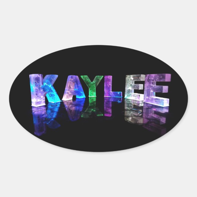 Adesivo Oval O nome Kaylee em luzes 3D (Fotografia) (Frente)