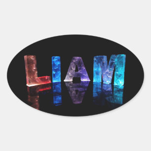 Adesivo Oval O nome Liam em luzes 3D (fotografia)