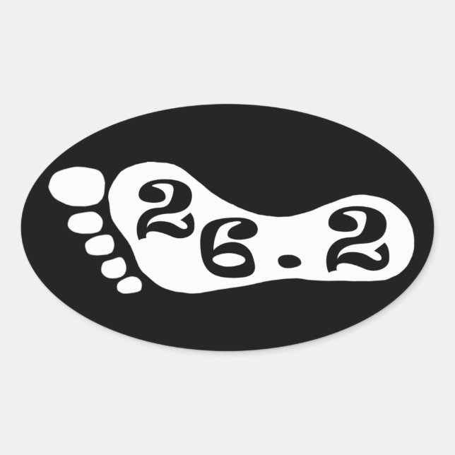 Adesivo Oval O número 26.2, simbólico da maratona (Frente)