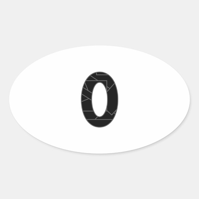Adesivo Oval O número zero (0) a preto (Frente)