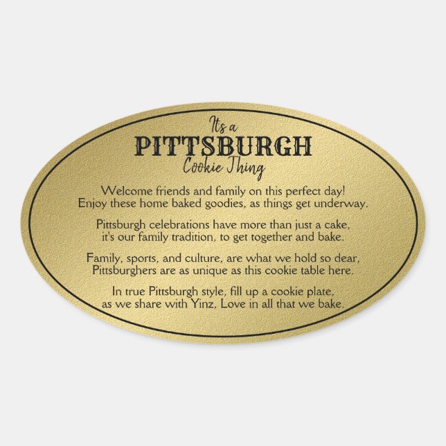 Adesivo Oval O poema da Mesa Pittsburgh Cookie Dourado (Frente)