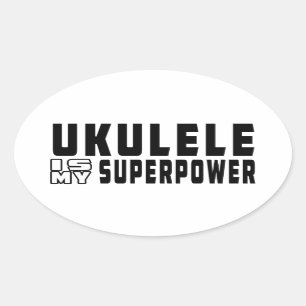 Adesivo Oval O Ukulele é minha superpotência
