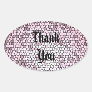 Adesivo Oval Obrigado apreciação cor-de-rosa do vitral do