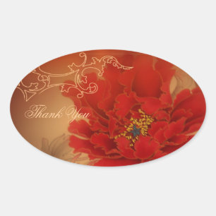 Adesivo Oval Obrigado chinês do casamento da felicidade